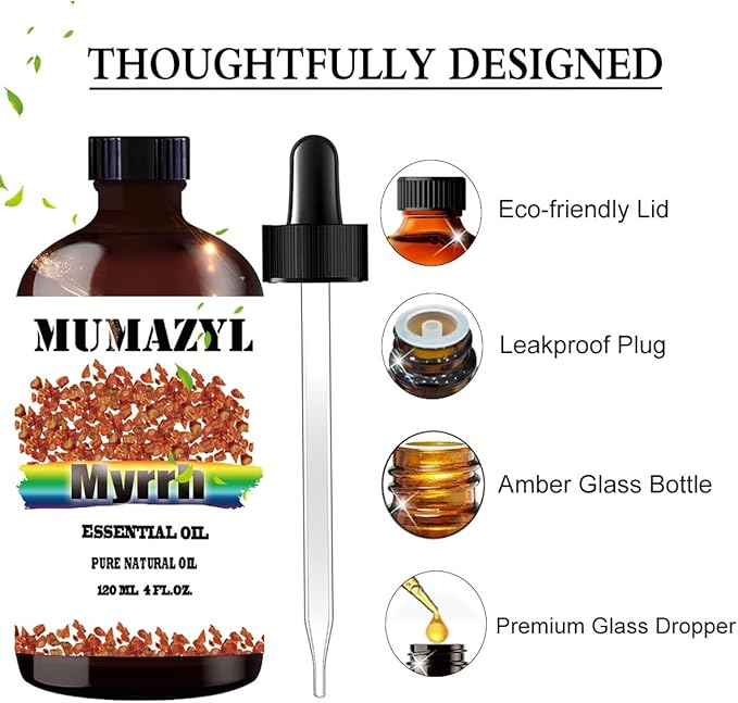 Myrrh Essential Oil, Myrrh Oil 4 Fl Oz 120ML for Diffuser Humidifier Yoga Cleaning DIY Candle Soap