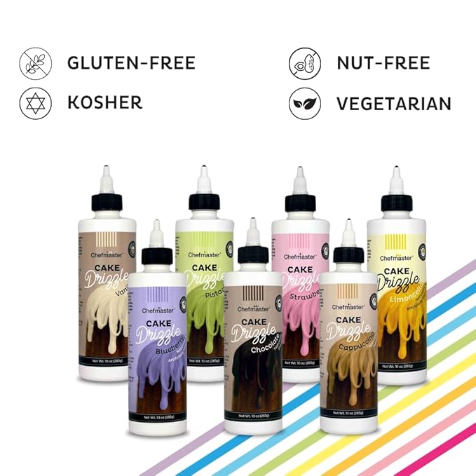 Pistachio-Flavored Cake Drizzle by Chefmaster, Edible Cake Drip Frosting for Decorating, Drip for