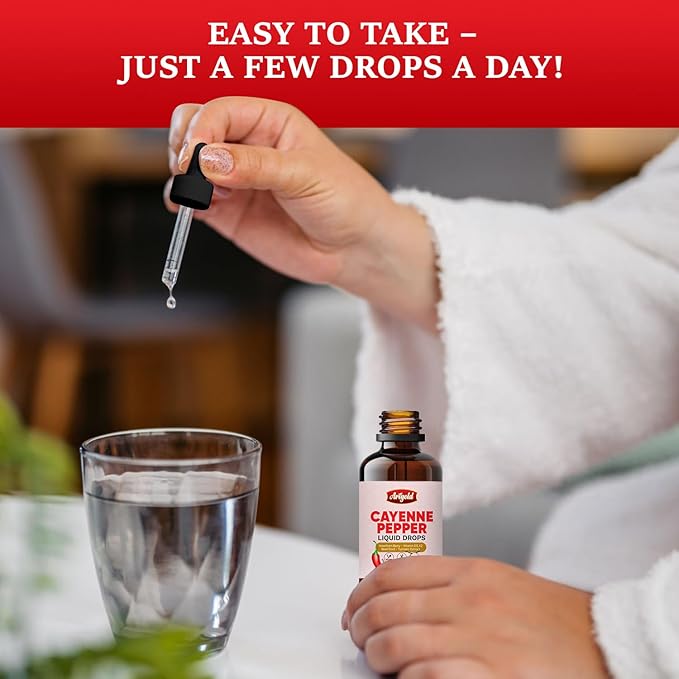 Arigold Cayenne Pepper Liquid Drops ??2 fl oz (60 ml) Vegan Supplement with Vitamin D3 K2, Hawthorn