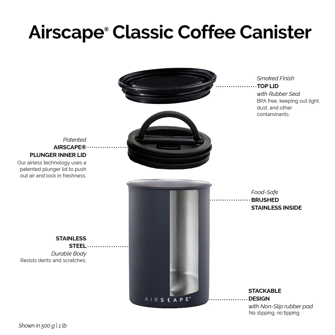 Planetary Design Airscape Airless Coffee Storage | 500g | Brushed Copper