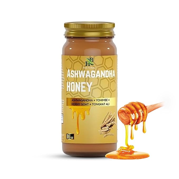 Herb To Body Ashwagandha Honey Organic – 16 oz, Wildcrafted Organic Honey for Men with Ashwagandha