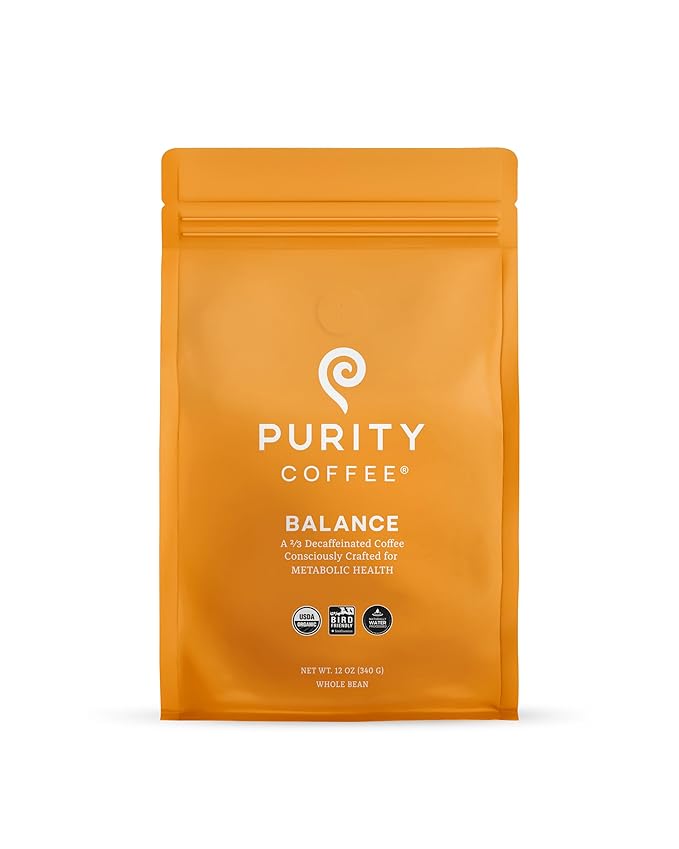 Purity Coffee BALANCE 2/3 Decaf Medium Roast Whole Bean Coffee (12oz Bag) - Specialty-Grade