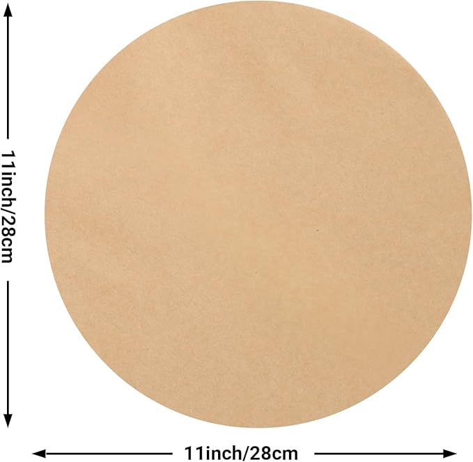 Beasea Air Fryer Parchment Paper - 11 Inch, 200pcs Round Unbleached Non-perforated Parchment Bamboo