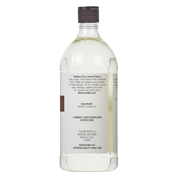 Watkins Pure Lemon Extract, 32 fl. oz. Economy Sized Bottle, 1 Count (21904)
