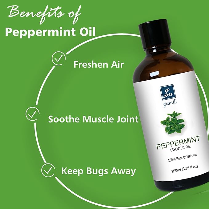 Peppermint Oil for Diffuser, Hair, Spray, Soap, Body Wash, 100% Pure Peppermint Essential Oil