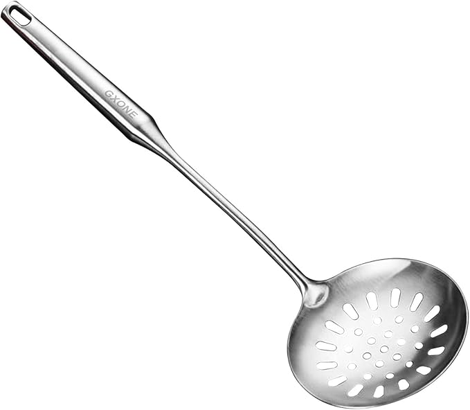 Skimmer Slotted Spoon,304 Stainless Steel Slotted Spoon, Handle Mesh Food Strainer Stainless Steel