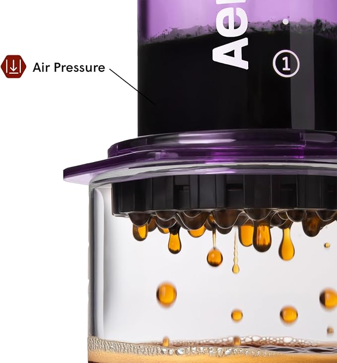 AeroPress Clear Purple Coffee Press – 3 In 1 Brew Method Combines French Press, Espresso, Full