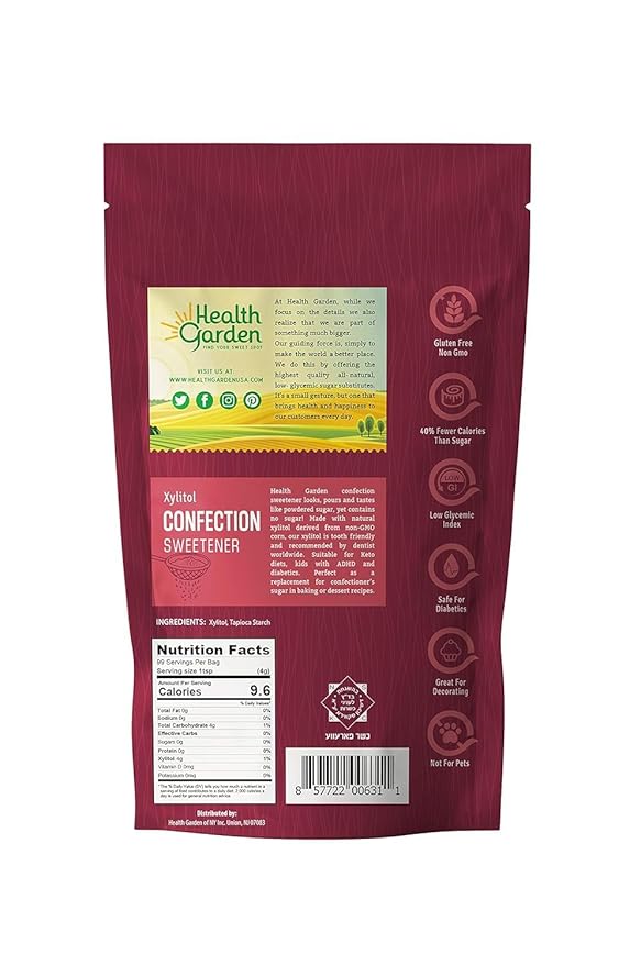 Health Garden Birch Xylitol Confection Sweetener - Non GMO - Kosher - Made in the U.S.A. - Keto
