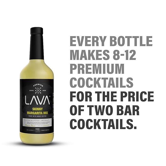 LAVA Premium Skinny Margarita Mix by LAVA Craft Cocktail Co., Low Calorie Margarita Mix Made with