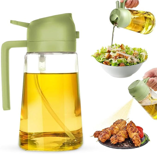 2-in-1 Olive Oil Dispenser Bottle, Spray and Pour, Multi-Use Kitchen Gadget, Food-Grade, Salad