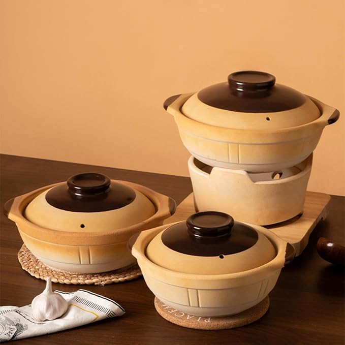 XICHENGSHIDAI Ceramic Casserole Stew Pot with Lid, Chinese Clay Pot Rice, Stockpot Cookware
