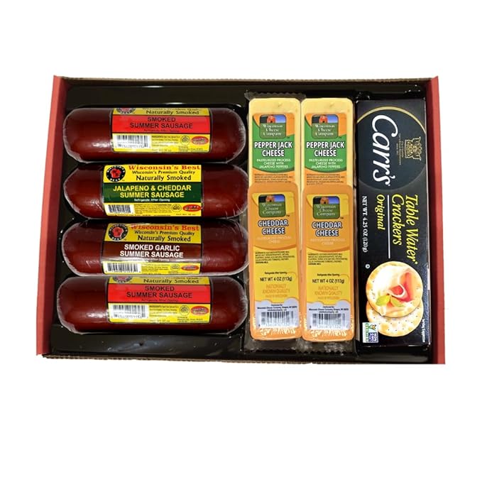 Wisconsin Cheese Company - Ultimate Mancave Gift Box - 100% Wisconsin Cheese, Sausage & Cracker