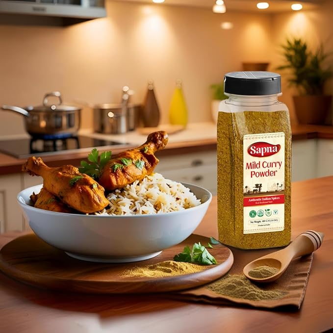 Sapna Mild Curry Powder, 14 OZ, Premium Authentic Indian Spice Blend, All Natural