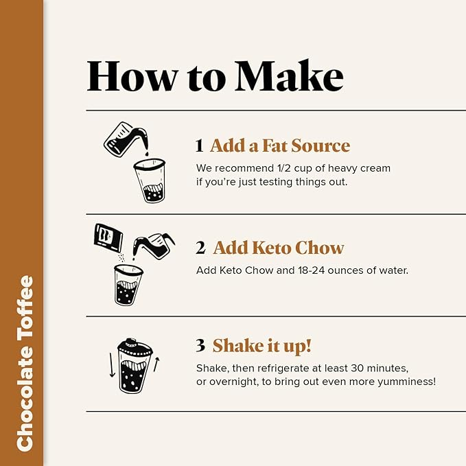 Keto Chow Chocolate Toffee | Keto Meal Replacement Shake Powder | Nutritionally Complete | Low Carb