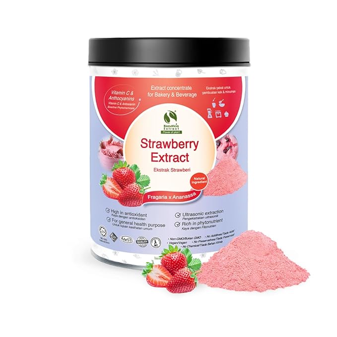 Bionutricia Strawberry Extract Powder 20:1 ??No Sugar Added, Rich in Vitamin C & Antioxidants
