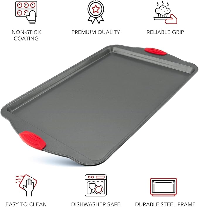 Boxiki Kitchen Nonstick Baking Sheet Pan – Heavy-Gauge Carbon Steel, Warp, Dent, and Rust-Resistant