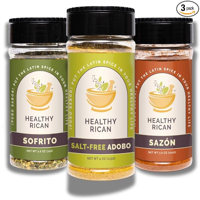 Healthy Rican Salt-Free Adobo, Sazon, Sofrito Seasoning Mix Bundle Non-GMO, No MSG, No