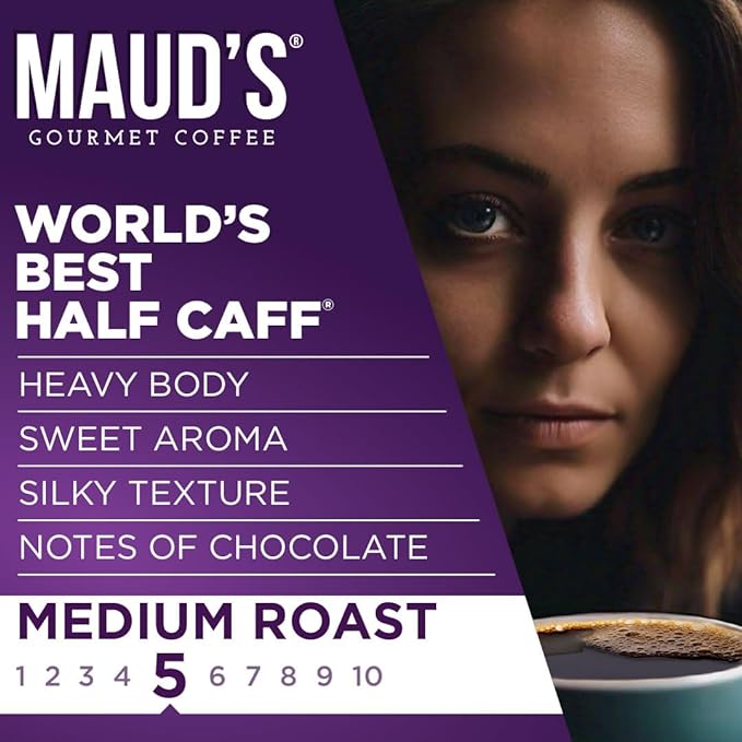 Maud's Half Caff Coffee Pods, 18 ct, Medium Roast Coffee in Recyclable Single Serve Pods – 100%