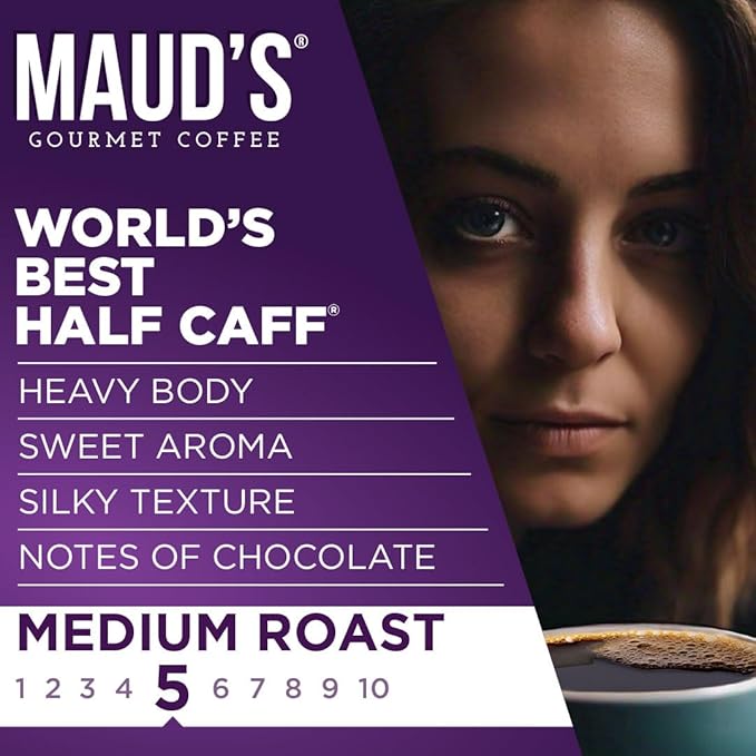 Maud's Half Caff Coffee Pods, 100 ct, Medium Roast Coffee in Recyclable Single Serve Pods – 100%