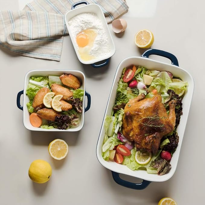 Sweejar Ceramic Bakeware Set, Rectangular Baking Dish for Cooking, Kitchen, Cake Dinner, Banquet