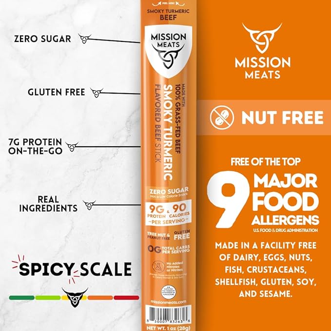 Mission Meats Beef Sticks – 100% Grass Fed & Pasture Raised, Sugar Free, Individually Wrapped