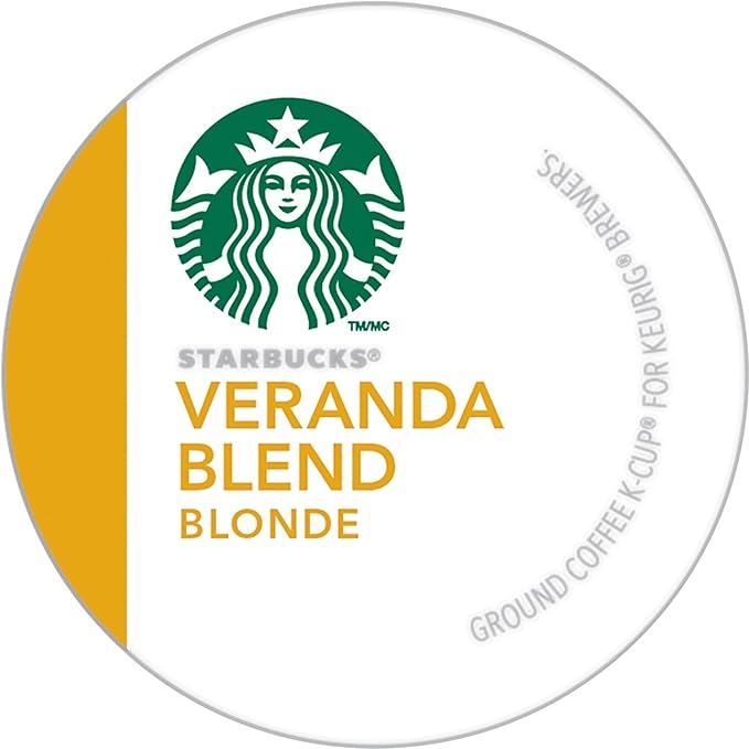Starbucks K-Cup Coffee Pods, Starbucks Blonde Roast Coffee, Veranda Blend For Keurig Brewers, 100%