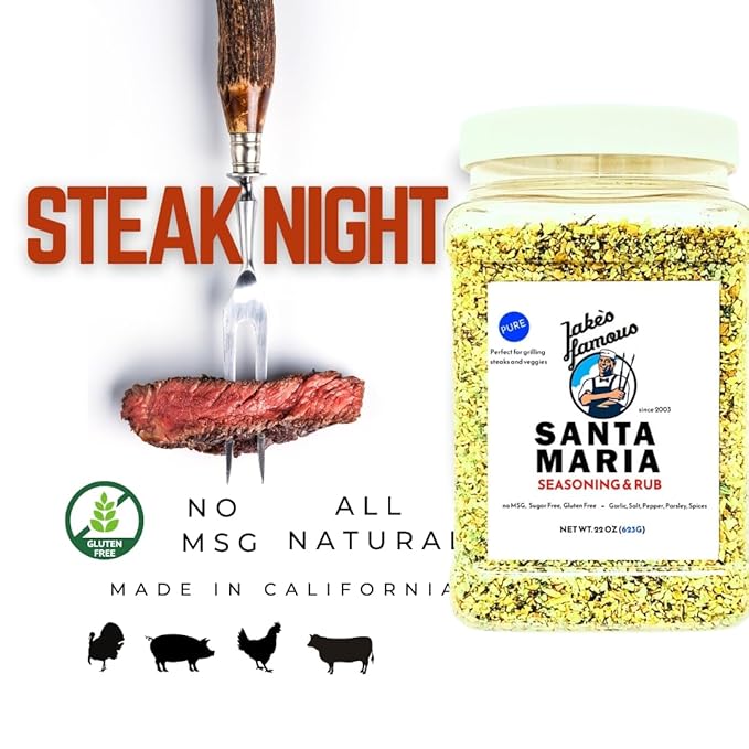 Jake's Famous Santa Maria Seasoning, 22 Oz Grill Seasoning, Tri Tip, Steak, Pork, Chicken, BBQ Rub