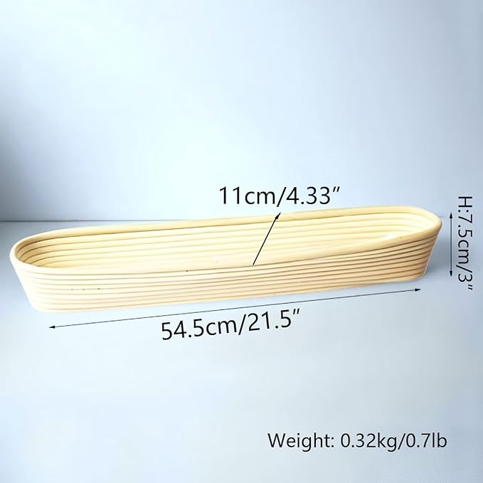 I-LAN 2 Pack 21.7" Baguette Banneton Proofing Basket with Liner-Oval Rattan Sourdough Proofing