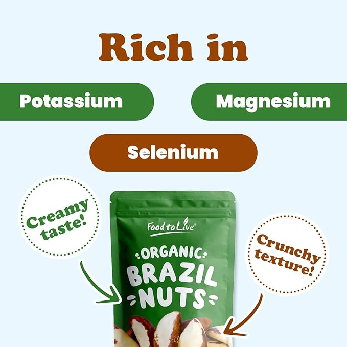 Food to Live- Food to Live Organic Brazil Nuts, 12 Pounds Non-GMO, Raw, Whole, No Shell, Unsalted