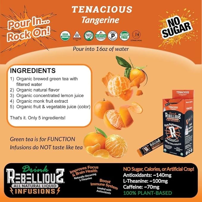 Rebellious Organic Energy Drink Mix Pure Function & Performance Bundle (8 Packs, 10 Counts on Each)
