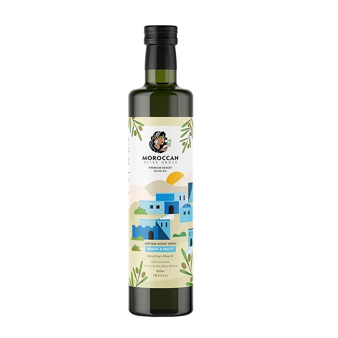 MOROCCAN OLIVE GROVE - Bright & Fruity - Premium Desert Extra Virgin Cold Extracted Olive Oil, 100%