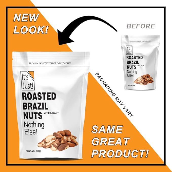 It's Just - Brazil Nuts, 2lbs, Product of Peru, Roasted & Salted, Packaged in USA (Roasted/Sea