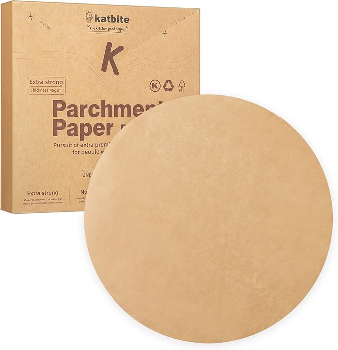Katbite 200Pcs 9 Inch Parchment Paper Rounds, Unbleached & Non-stick, Precut Parchment Circles for
