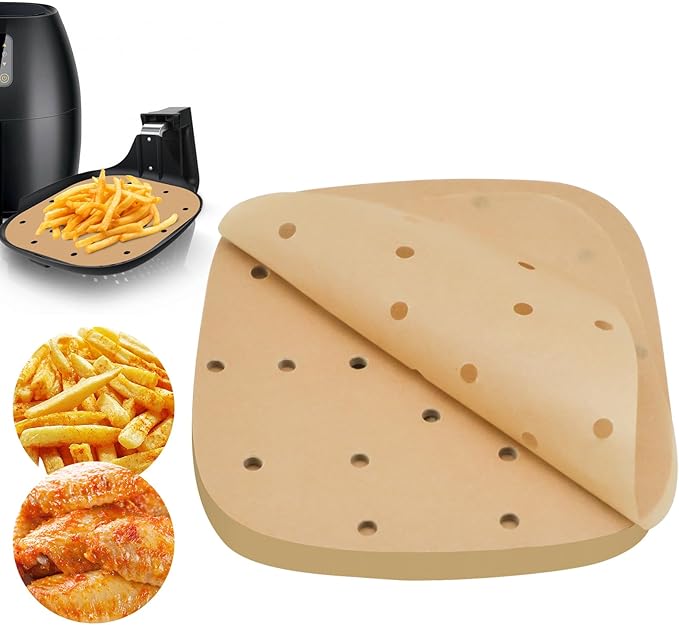 400PCS 6.3 Inch Square Air Fryer Parchment Paper Liners Disposable, Unbleached Air Fryer Sheets