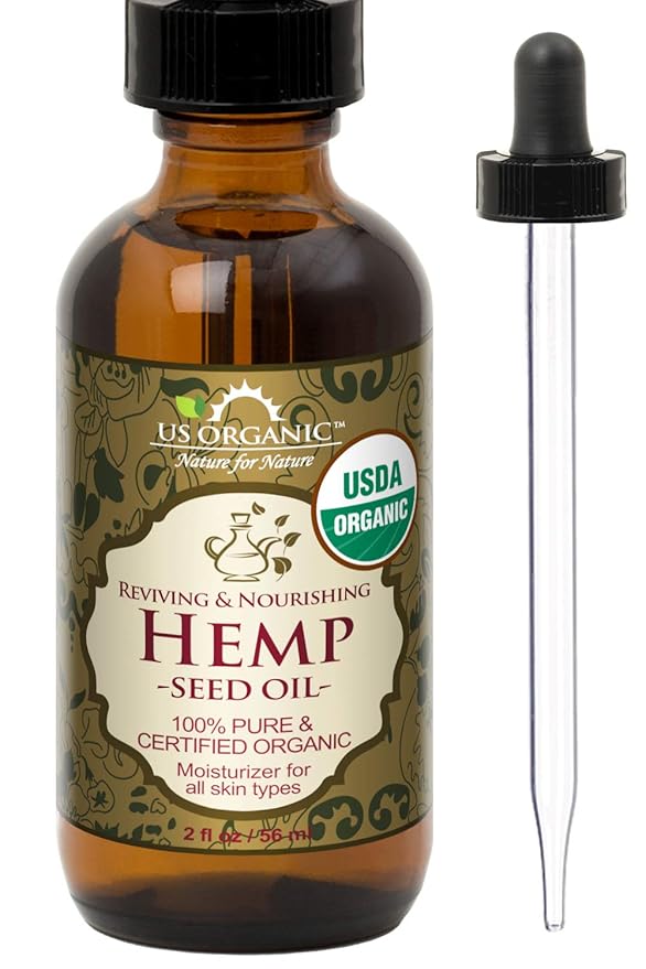US Organic Hemp Seed Oil, Certified Organic, Pure & Natural, Cold Pressed Virgin, Unrefined, Amber