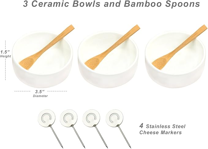 Picnic at Ascot Bamboo Cheese Board/Charcuterie Platter - Includes 3 Ceramic Bowls with Bamboo