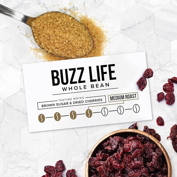 Better Buzz Life Blend (Buzz Life) Whole Bean Coffee Medium Roast, 12 Ounce (Pack of 1), Small