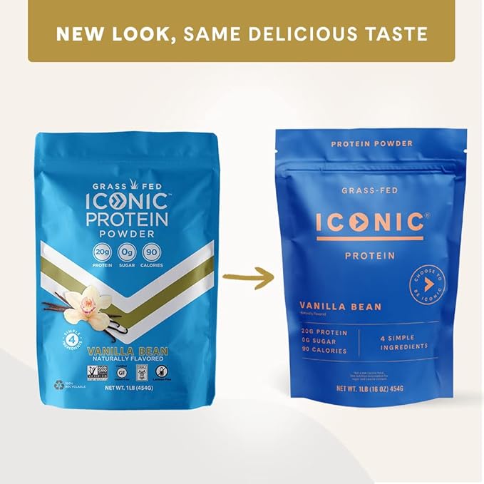 ICONIC Protein Powder, Vanilla Bean - Sugar Free, Low Carb Protein Powder - Lactose Free, Gluten