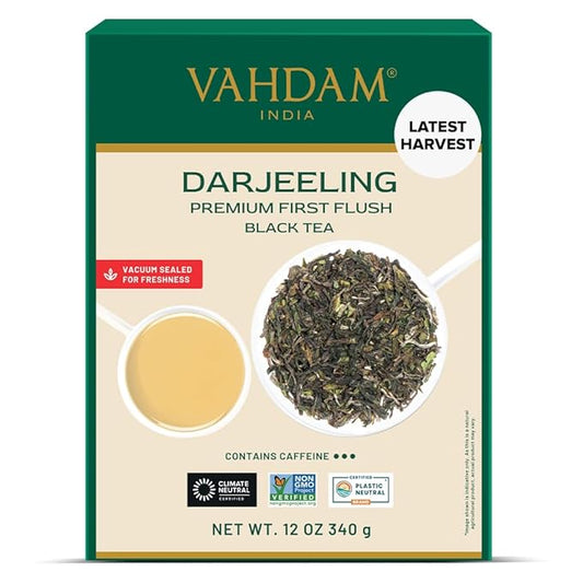 VAHDAM, First Flush Darjeeling Tea - 170+ Cups (340g/12oz) Loose Leaf Black Tea - Flowery, Aromatic