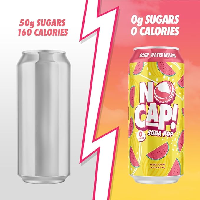 No Cap! Healthy Soda Drinks For Kids, Teenagers & Adults, Zero Sugar, Zero Calorie, Caffeine Free