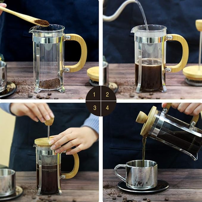 Sivaphe 12 oz French Press Coffee/Tea Maker Single Cup Espresso Press Stainless Steel Filter 0.35L