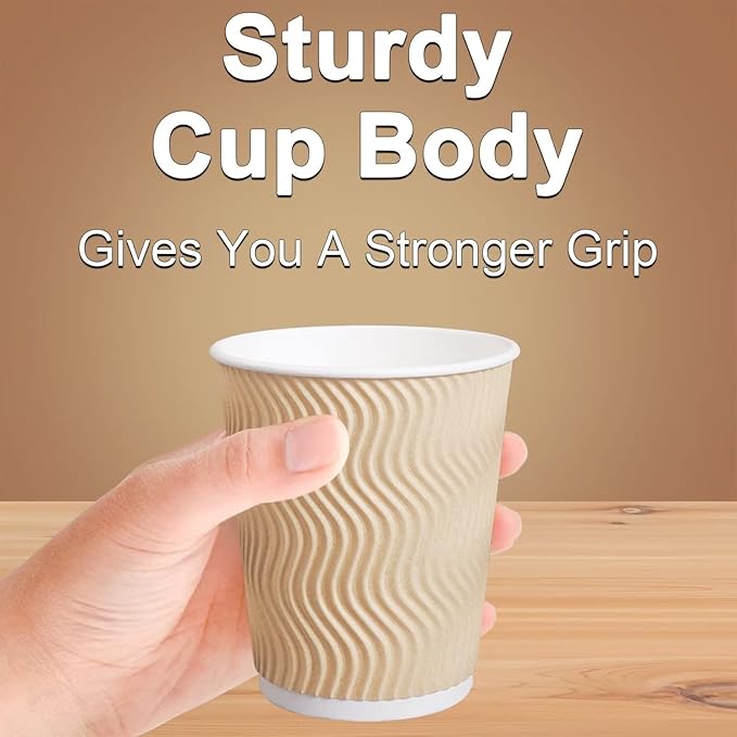 Hot Paper Cups_12 oz Disposable Insulated Corrugated Sleeve Ripple Wall Paper Cup 100 pcs,12oz Cups