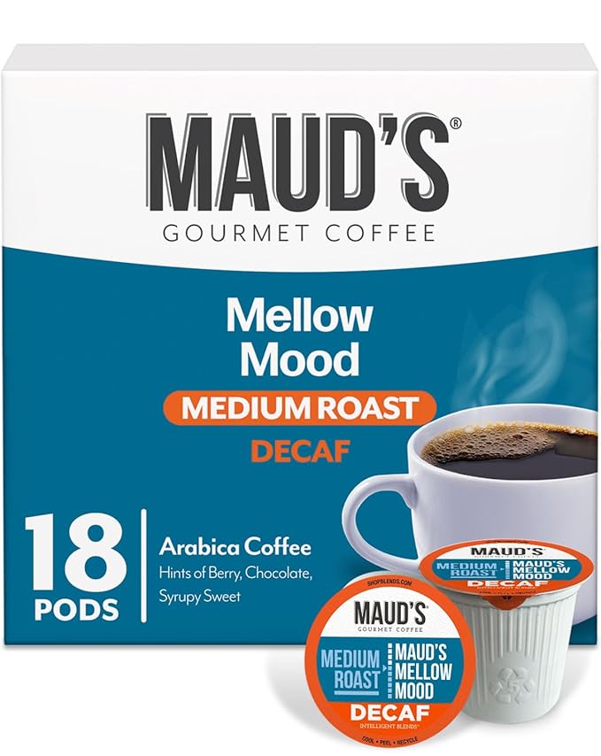 Maud's Decaf Medium Roast Coffee Pods, 18 ct, Decaffeinated Coffee in Recyclable Single Serve Pods