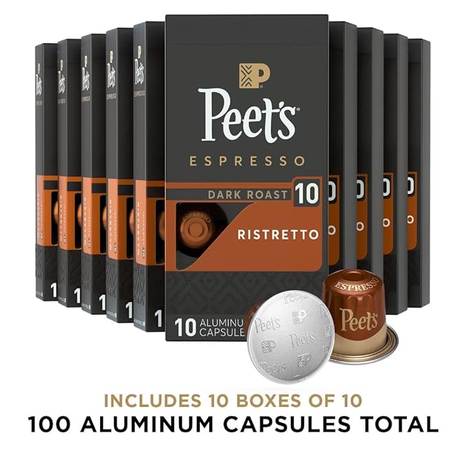 Peet's Coffee, Dark Roast Espresso Capsules, Compatible with Nespresso Original Machine - Ristretto