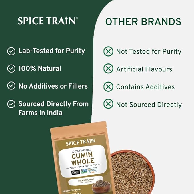 SPICE TRAIN Cumin Seeds (397g/14oz) Non GMO, Gluten Free, 100% Raw, Sourced from India, Excellent