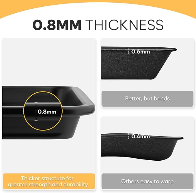 4 Pack Baking Sheet Pan Set Non Stick, Carbon Steel Cookie Sheets for Baking with Wire Rack