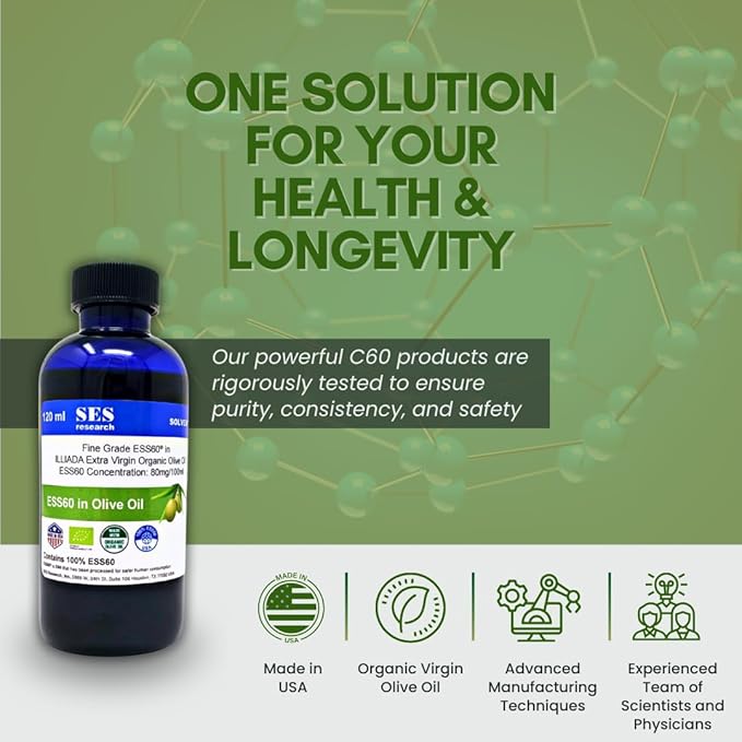 Fine Grade C60 99.99% Extra Virgin Olive Oil - Highest Purity - 120 ml