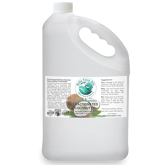 Bella Terra Oils Fractionated Coconut Oil (MCT Oil) ??1 gallon, Deeply Hydrating, Lightweight
