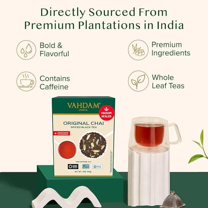 VAHDAM Masala Chai Tea - Loose Leaf 170+ Cups (340g/12oz) Blend of Black Tea with Cinnamon