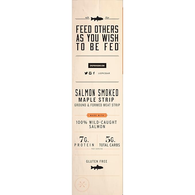 EPIC Snack Strips, Smoked Salmon, Paleo Friendly, 0.8 oz Strips, 10 ct